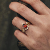 Elegant 3 - Prong Pear - Cut Garnet Stackable Ring Ensemble